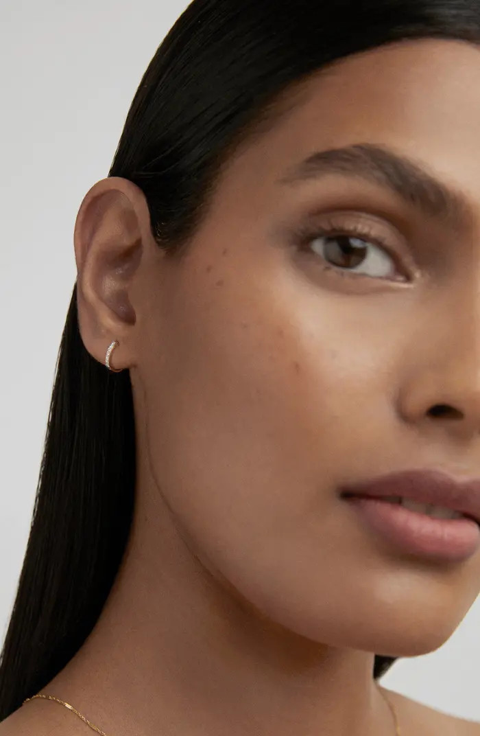 Lab Created Diamond Pav‚ Huggie Hoop Earrings | Nordstrom