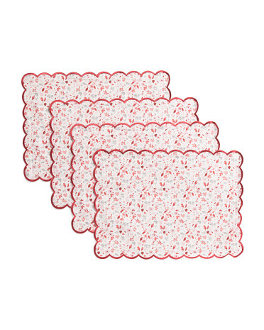 4pk Flower Drop Heart Scalloped Placemats | TJ Maxx