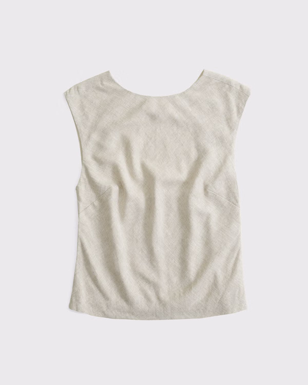 Linen-Blend Skimming Shell Top | Abercrombie & Fitch (US)
