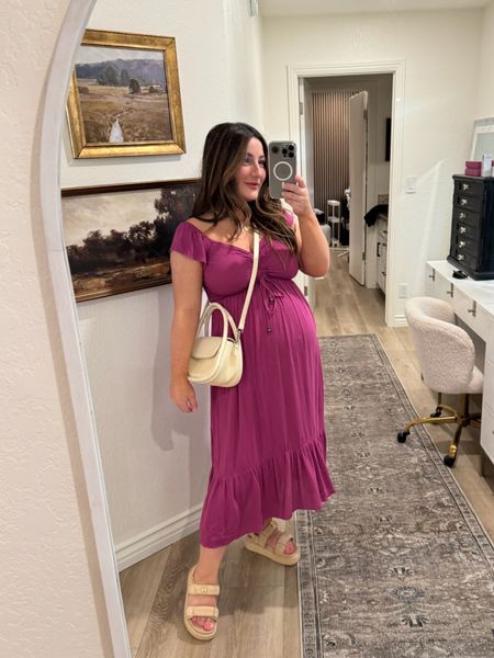 Obsessed with these shoes! Cute, stylish and so comfortable for pregnancy!! Love it paired with dresses like this gorgeous maternity maxi and would go well with shorts, jumpsuits and more for summer!! 

Dress: size small 
Shoes: TTS 

maternity dress, summer sandals, petite friendly, maternity fashion, maxi dress, flatform sandal, raffia sandals

#LTKSeasonal #LTKBump #LTKStyleTip