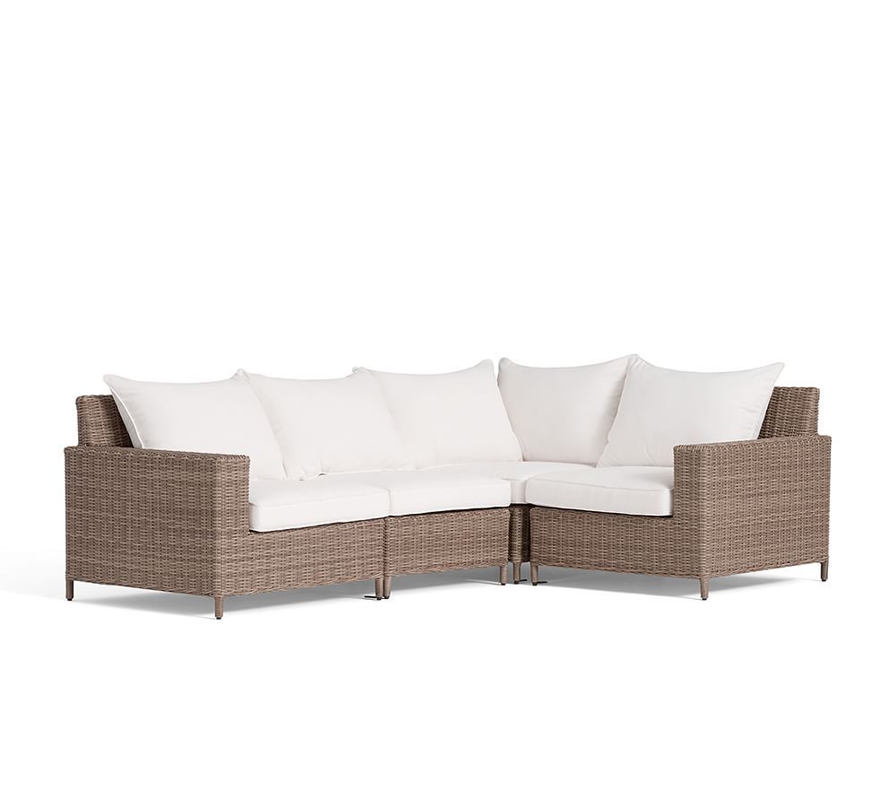 Torrey All-Weather Wicker 4-Piece Square Arm Sectional, Natural | Pottery Barn (US)