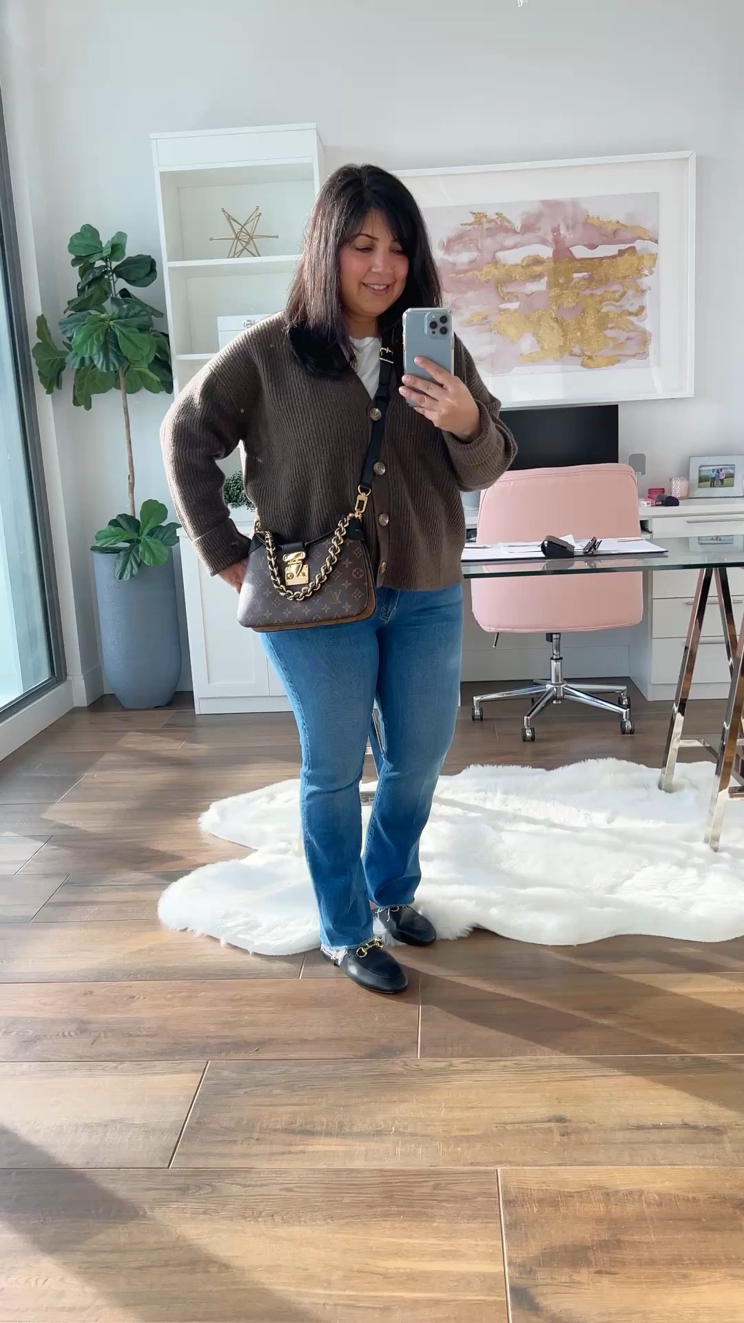 Sweater on sale today only! 

Loving this chunky Mongolian cashmere fisherman cropped cardigan sweater in this beautiful espresso brown color and it’s on sale TODAY ONLY! So cozy and great quality. Also loving these Italian leather horsebit loafers mule shoes that look designer but are under $70! Both of these items make great capsule wardrobe staples you can wear for years to come! 

Quince Mongolian cashmere sweater size medium. Mother hustler jeans size 32. Quince loafer mules true to size. Louis Vuitton bag. 

#LTKOver40 #LTKSaleAlert #LTKMidsize