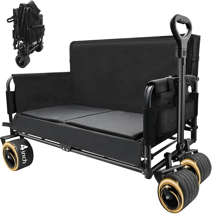 Collapsible Foldable Wagon Cart with Wheels 240L Capacity Folding Sports Wagons, 560LBS Load Larg... | Amazon (US)