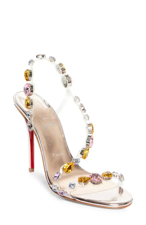 Christian Louboutin Rosa Z Crystal Embellished Transparent Slingback Sandal in Leche/leche at Nordstrom, Size 39.5 | Nordstrom