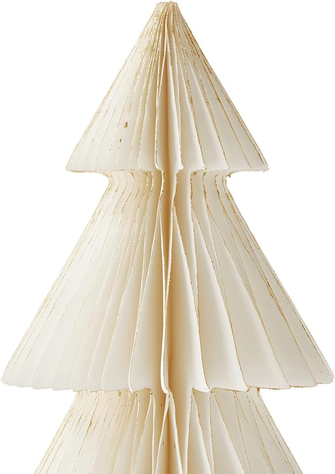 LampLust Paper Christmas Tree Decor, 2 Pack Honeycomb Paper Trees, 6 & 8 Inch, White & Gold Glitt... | Amazon (US)