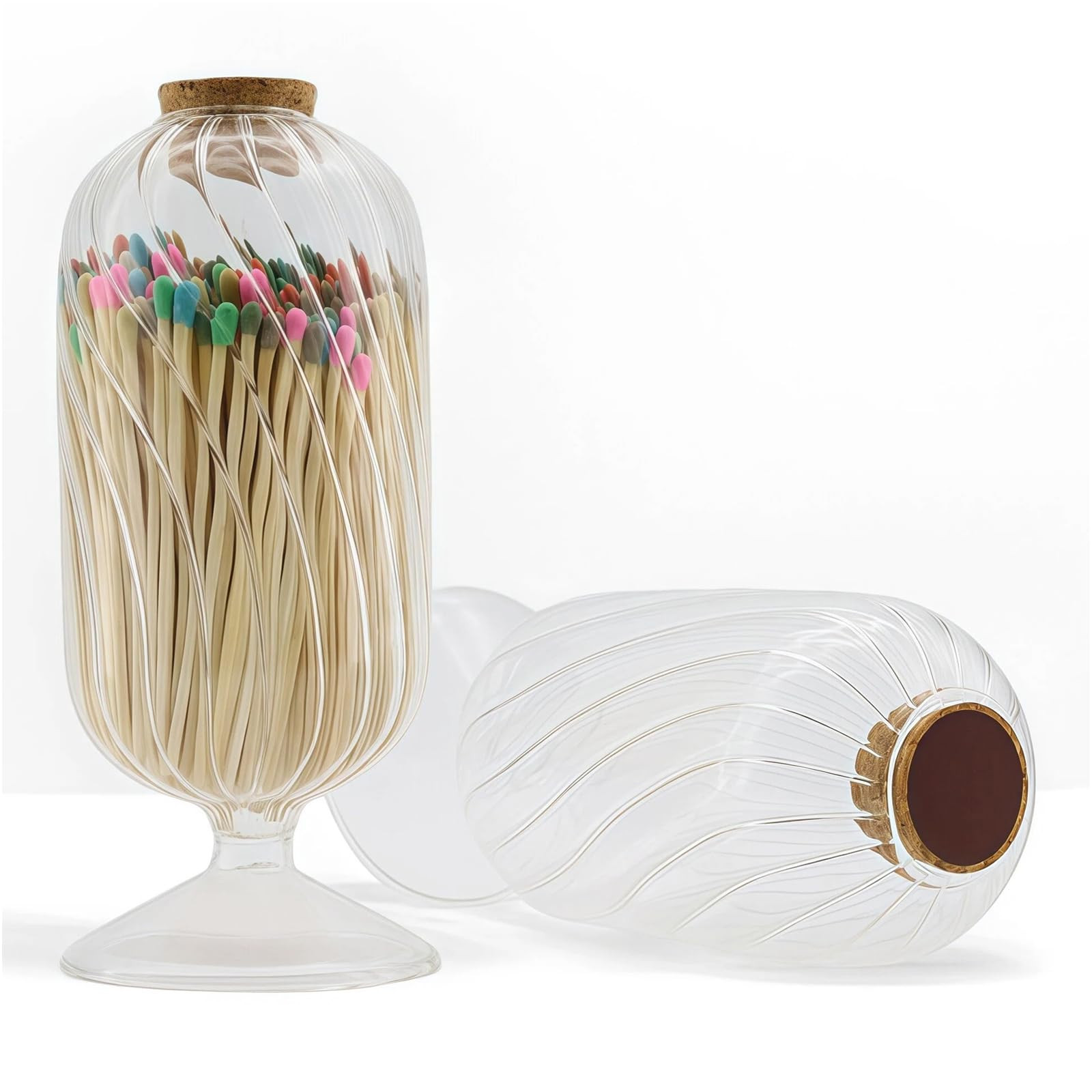 Glass Match Cloche Holder with Striker – Empty Decorative Jar for Matches, Flowers, or Reed Dif... | Amazon (US)