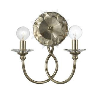 Willow 10.5 in. 2-Light Antique Silver Wall Sconce | The Home Depot