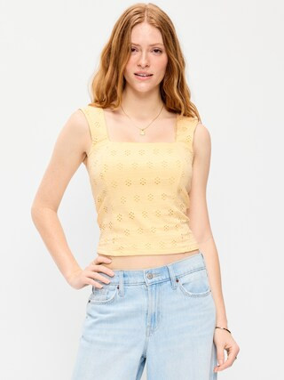 Seamed-Bodice Eyelet Tank Top | Old Navy (US)