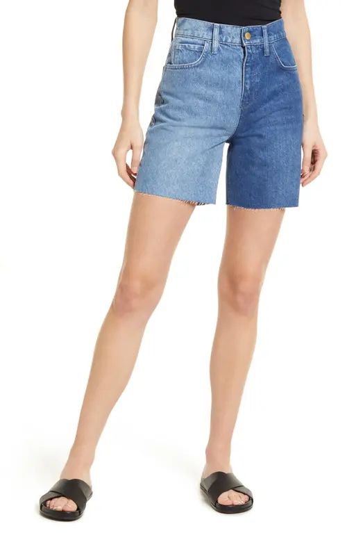 TRIARCHY Triarachy Josephine Two-Tone Jean Shorts in Two Tone Indigo at Nordstrom, Size 30 | Nordstrom
