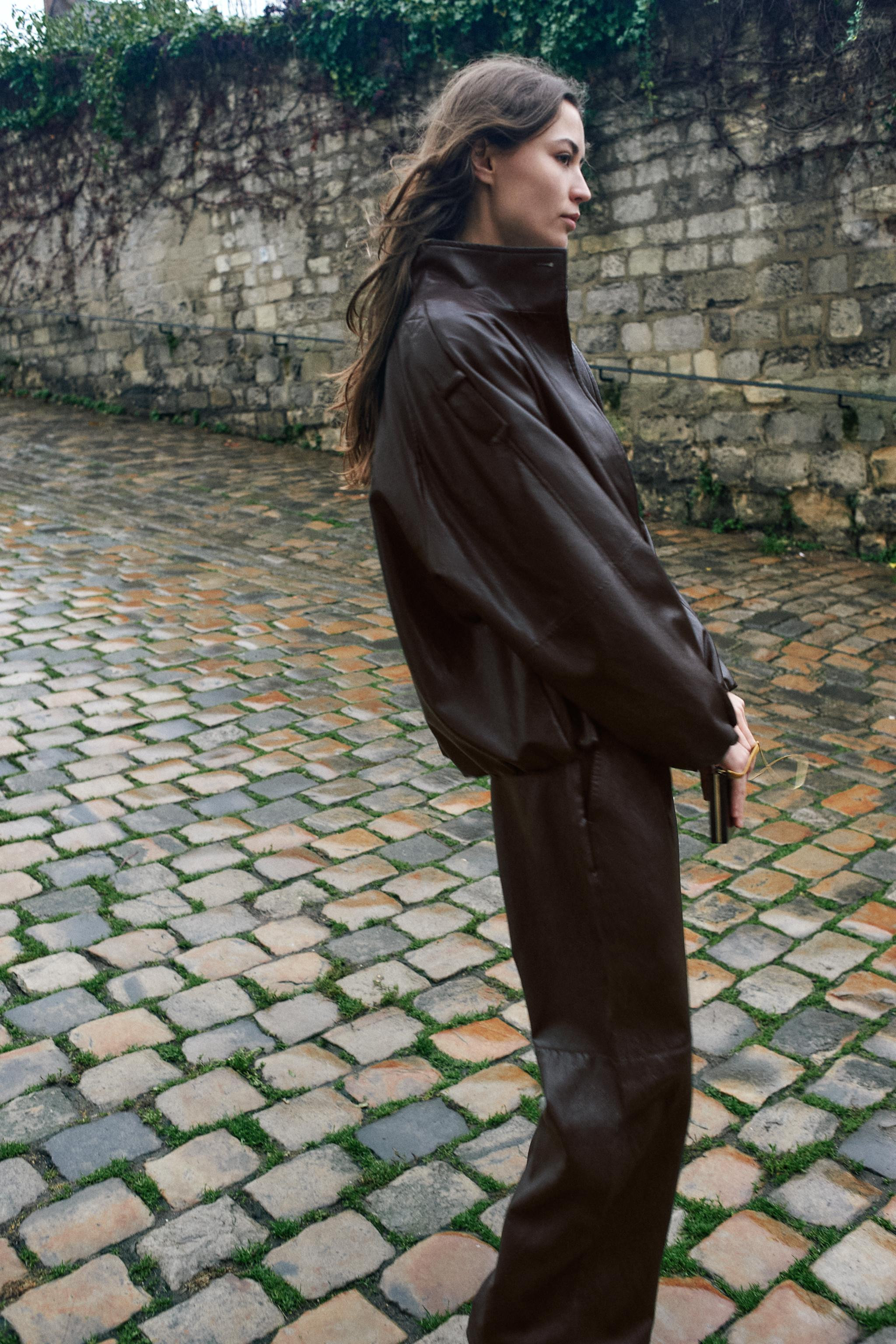 FAUX LEATHER HIGH-NECK JACKET | Zara UK