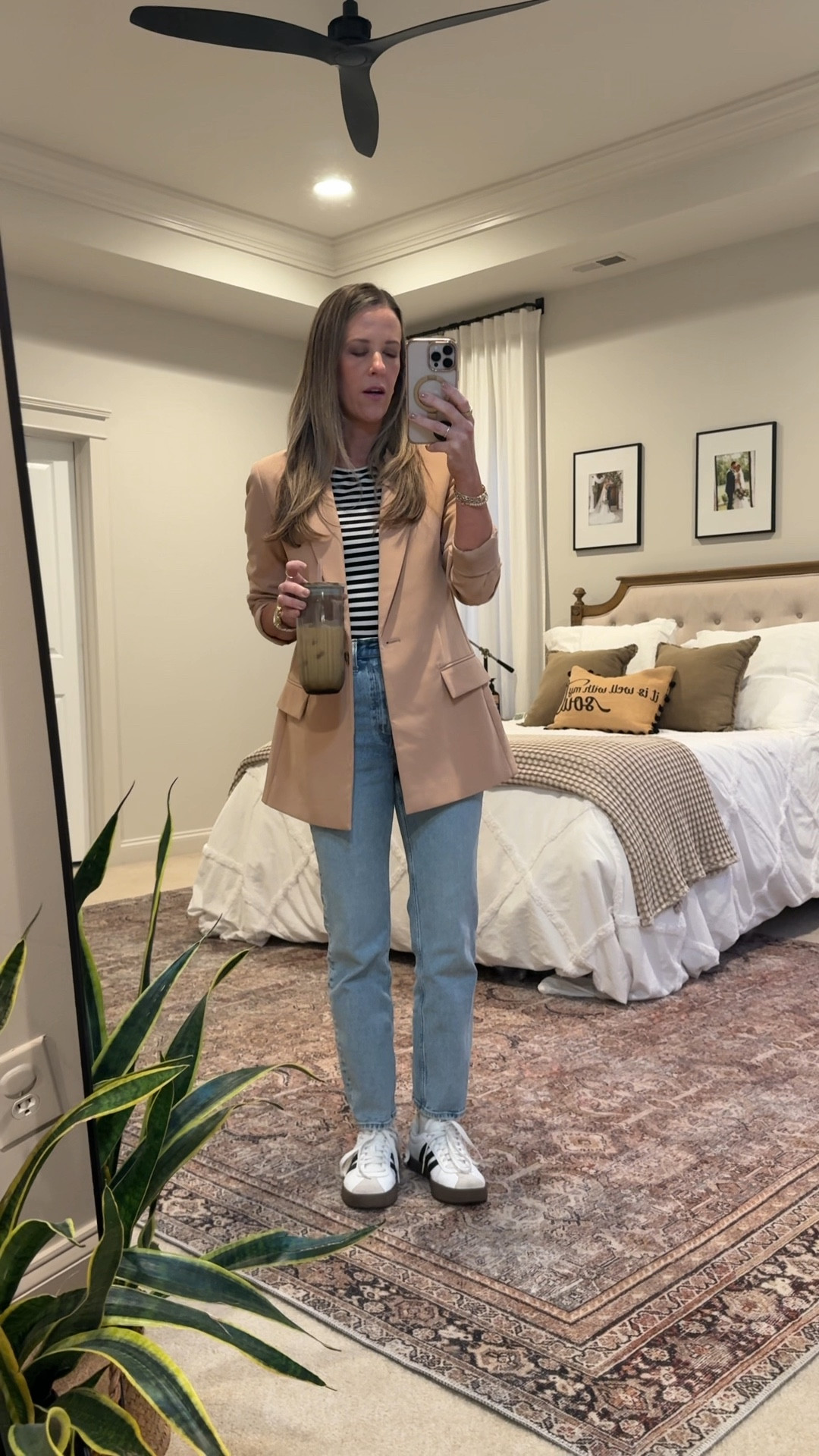 This Amazon blazer (wearing a small) is one of my capsule wardrobe finds — fits perfectly oversized and pairs with everything. Jeans are Abercrombie (size 25r, light wash). A classic combo  

#LTKFallStyle #LTKFinds #AmazonFashion #AbercrombieDenim #CapsuleWardrobe #ClassicStyle #MomStyle #NeutralOutfit #EverydayStyle





#LTKFindsUnder100 #LTKWorkwear