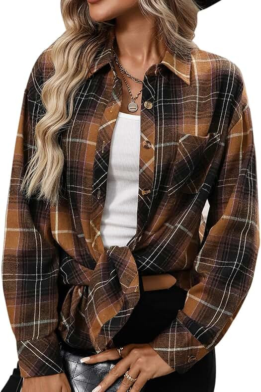 CHYRII Womens Oversized Flannel Shirts Button Down | Amazon (US)