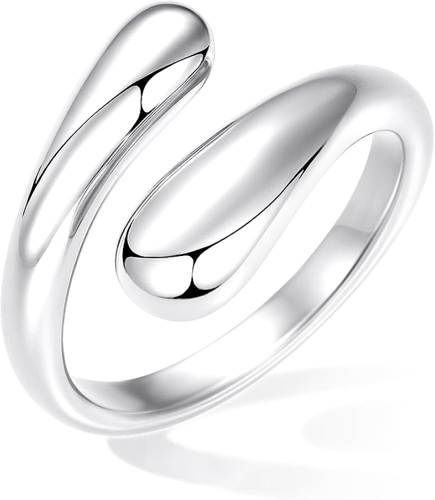 Non Tarnish Gold Chunky Rings for Women, Gold Statement Dome Rings Stacking Silver, Adjustable Me... | Amazon (US)