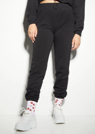 Black Quilted Boyfriend Joggers | rue21