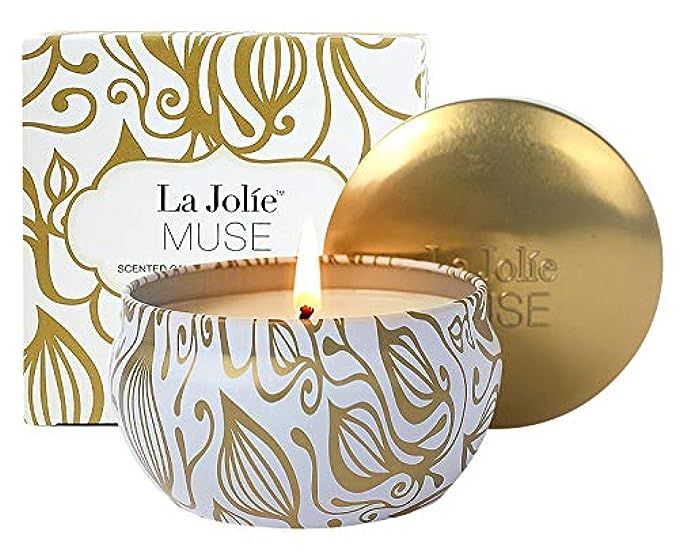 LA JOLIE MUSE Scented Candles Vanilla Coconut Candle Soy Wax, Gold Travel Tin | Amazon (US)