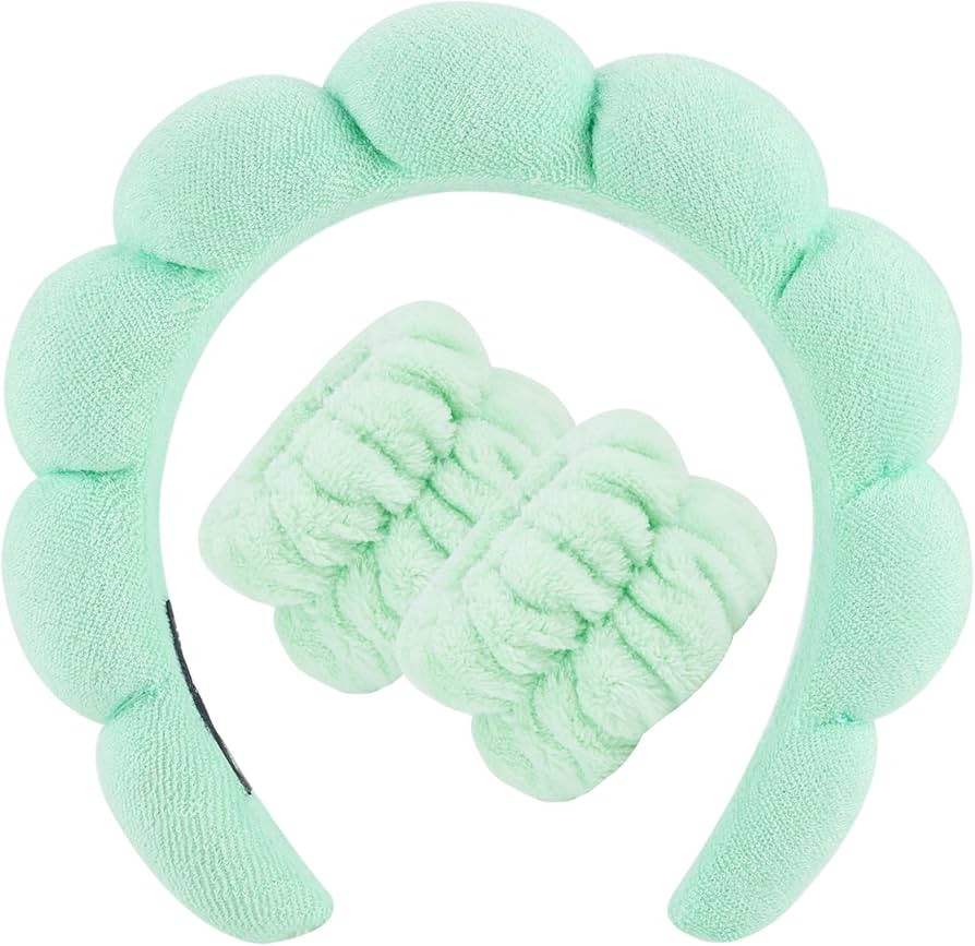 Zkptops Spa Headband for Washing Face Wristband Set Sponge Makeup Skincare Terry Cloth Bubble Sof... | Amazon (US)