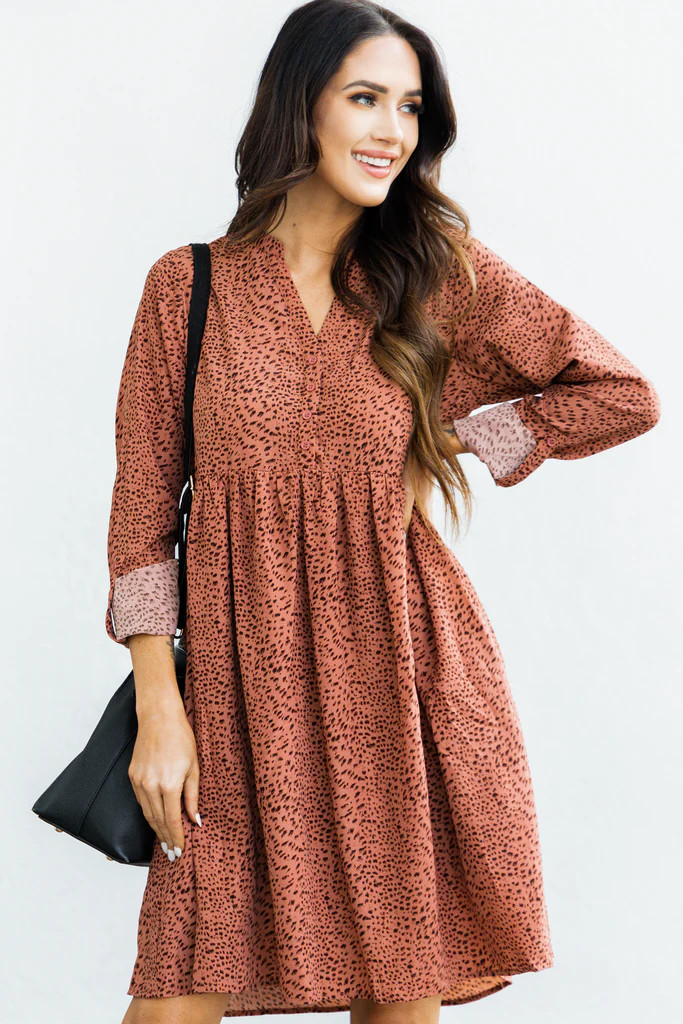 All I See Mocha Brown Leopard Dress | The Mint Julep Boutique