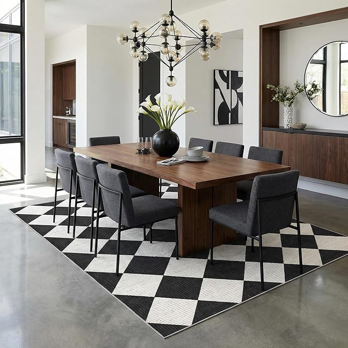 GarveeHome 6x9 Modern Checkered Area Rug, Geometric Farmhouse Washable Rugs for Living Room Bedro... | Amazon (US)