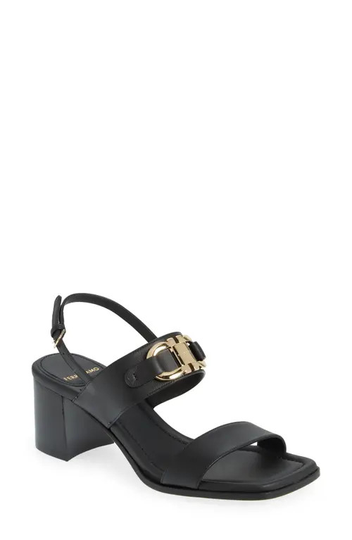 FERRAGAMO Lou Gancio Slingback Sandal in Nero Nero Nero at Nordstrom, Size 8 | Nordstrom
