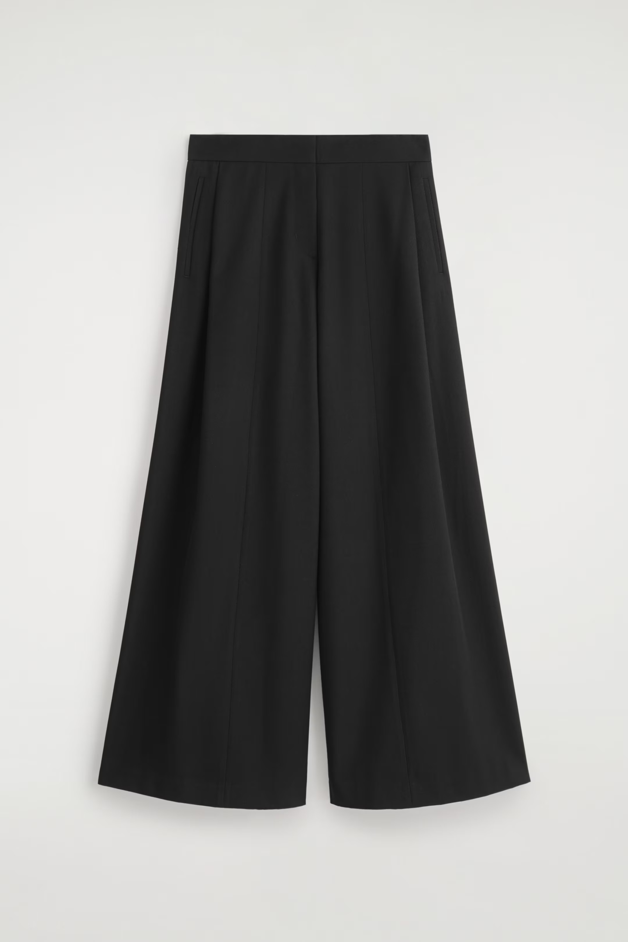 RELAXED WOOL-BLEND WIDE-LEG TROUSERS - BLACK | COS | COS UK