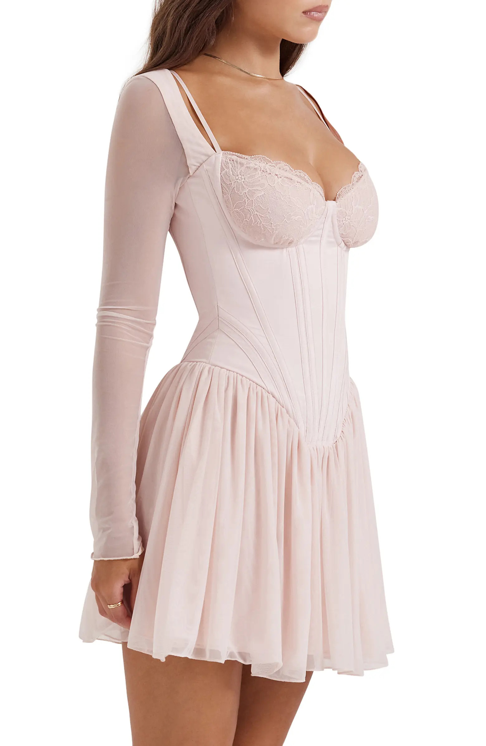 Vivi Underwire Long Sleeve Corset Minidress | Nordstrom