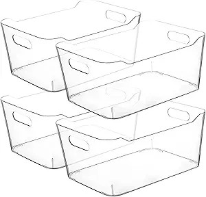 Clear Plastic Storage Bins, Perfect for Kitchen Organization or Pantry Organization and Storage, ... | Amazon (US)