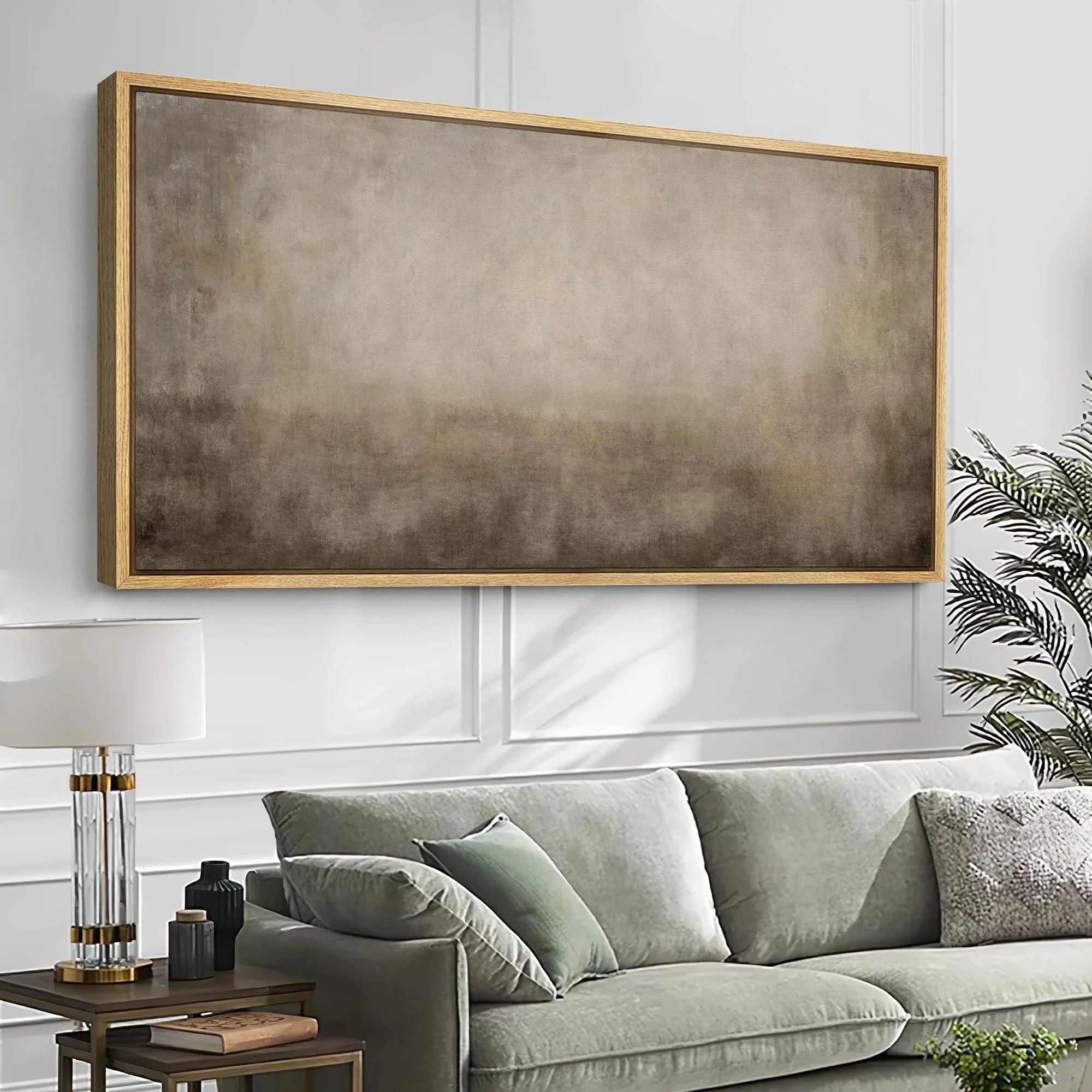 IDEA4WALL Extra Large Framed Canvas Print Wall Art Abstract Neutral Ombre Minimalist Gradient Fine Art Impressionism Illustrations Oversized Artwork Relax/Calm for Room Decor - 60"x30" | Walmart (US)