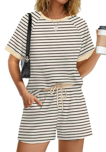 WIHOLL Two Piece Short Sets for Women Casual Summer Outfits Short Sleeve Crew Neck Lounge Matchin... | Amazon (US)