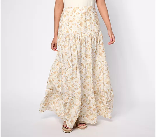 Peace Love World Boheme Regular Printed Pull-On Tiered Skirt - QVC.com | QVC