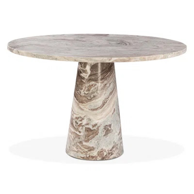 Malaz 48" Round Dining Table In Brown Toronto Marble | Wayfair North America