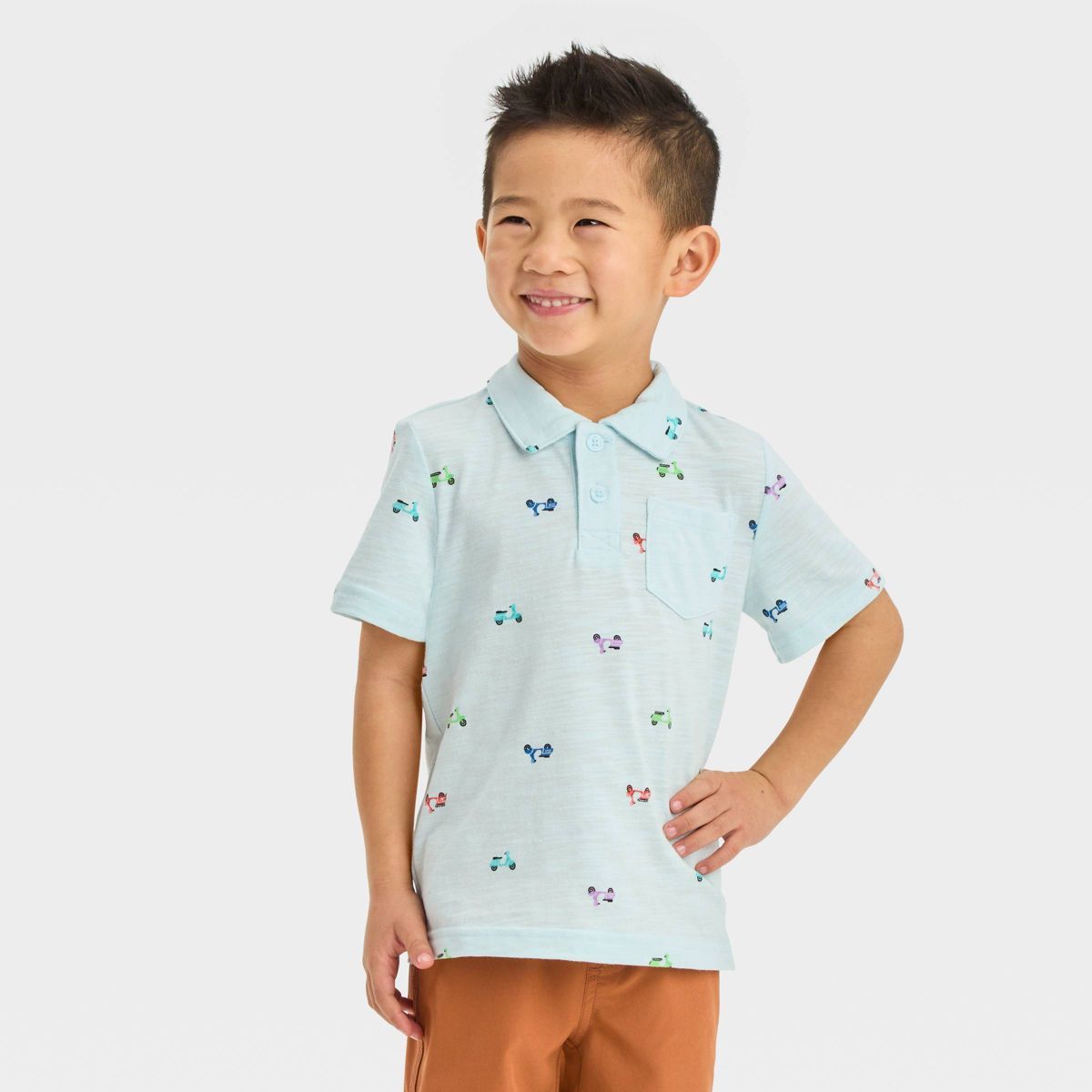 Toddler Boys' Short Sleeve Jersey Knit Polo Shirt - Cat & Jack™ Blue 18M | Target