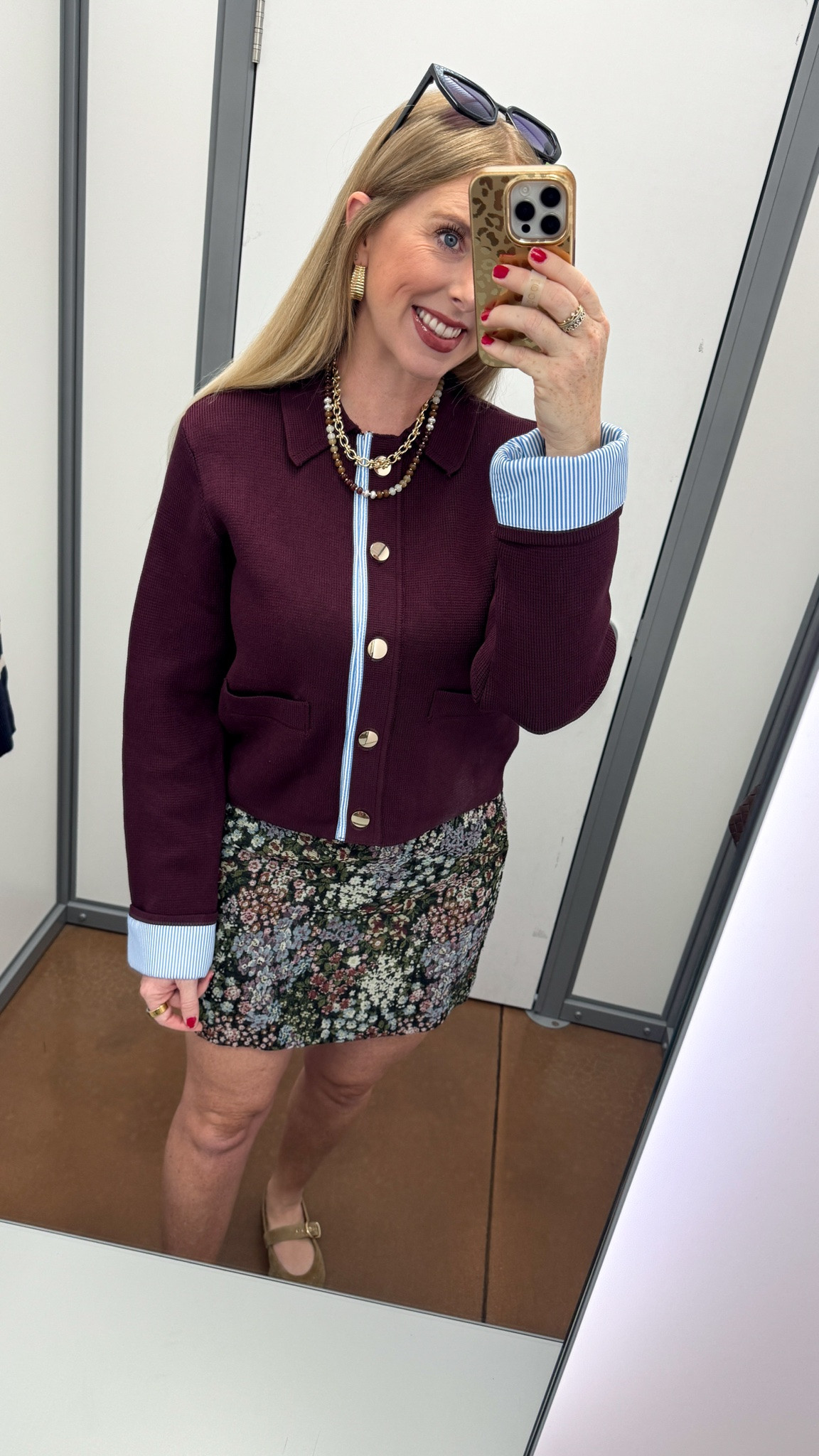 Walmart outfit, free assembly, sweater jacket, floral skirt

#LTKootd