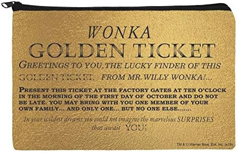 Willy Wonka and The Chocolate Factory Golden Ticket Pencil Pen Organizer Zipper Pouch Case | Amazon (US)