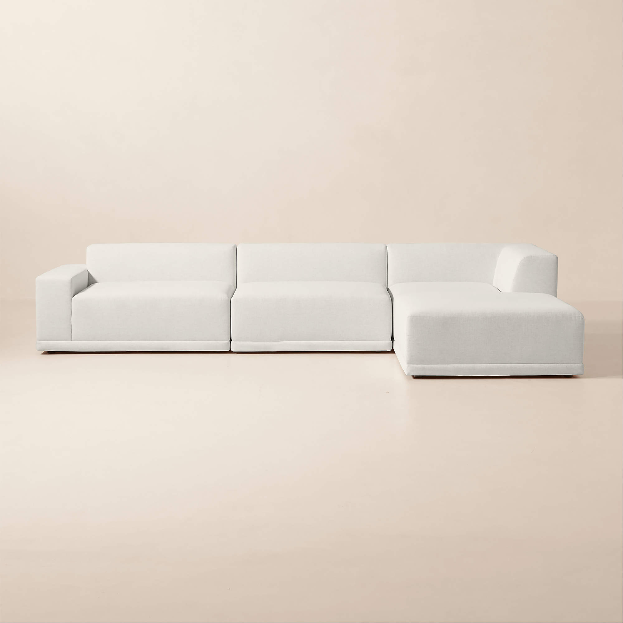 Faible 4-Piece L-Shaped White Performance Linen Deep Depth Sectional Sofa with Left-Arm + Reviews... | CB2