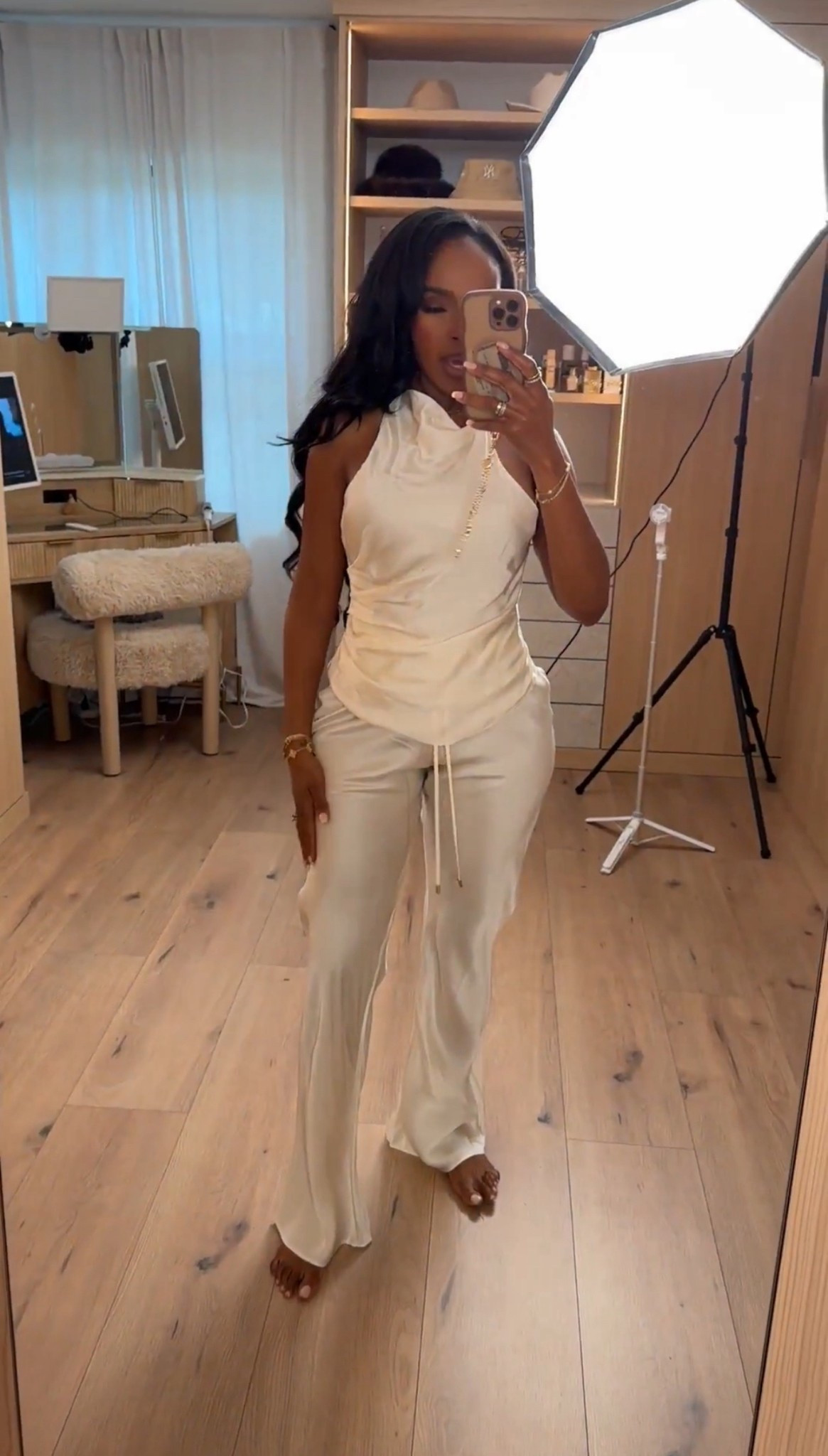 No, because this outfit is so good ✨ It’s giving rich, luxurious, quiet-luxury energy — the kind of chic, elevated look that turns heads at any holiday event. The flowy trousers and fitted top create a sleek silhouette that feels expensive without trying.

Perfect for holiday parties, festive dinners, or any winter event where you want an elevated, minimalist glam moment.

📏 Sizing: Top (Small) • Pants (size up recommended)
Height — 5’4” | 140 lbs | Bust — 36D | Waist — 27” | Hips — 40”

winter holiday outfit inspo, chic winter party look, elevated trousers outfit, minimalist holiday fashion, neutral winter evening style, winter glam outfit idea, dressy winter dinner look

✨ Everything linked below for easy shopping

Follow me on Instagram and YouTube @kirasfashionfinds

#LTKPetite #LTKHoliday #LTKootd