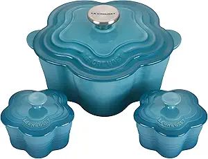 Le Creuset Enameled Cast Iron 2.25qt. Flower Cocotte and (2) Stoneware Mini flower Ramekins | Amazon (US)