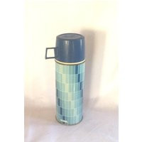 Vintage Blue Geometric Thermos, King Seeley, Coffee Thermos | Etsy (US)