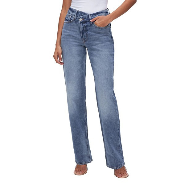 Women's GOOD AMERICAN Good 90's Crossover Relaxed Fit Straight Jeans Indigo542 15 32 | Scheels