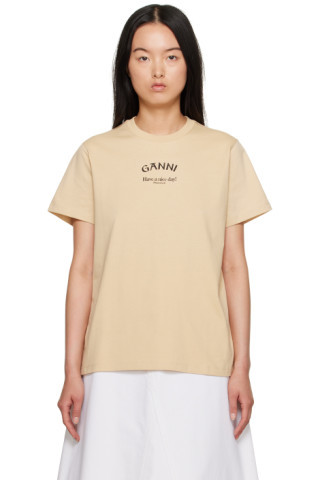 Beige Printed T-Shirt | SSENSE