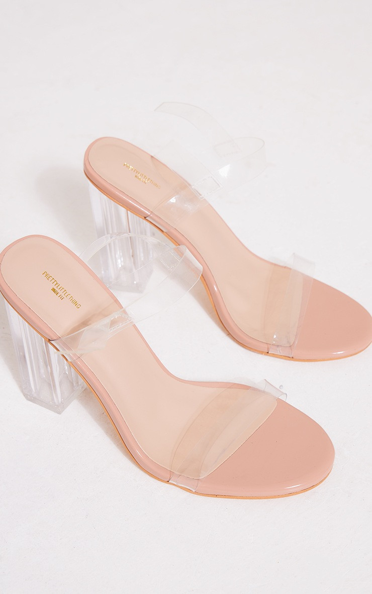Clear Wide Fit Perspex Block Heel Strappy Sandals | PrettyLittleThing UK