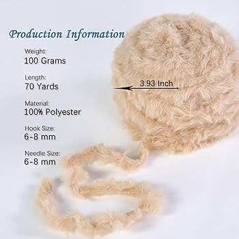 Soft Faux Fur Yarn for Crochet 2 Skeins Chunky Furry Fluffy Eyelash Yarn Fur Yarn for Hand Knitti... | Amazon (US)