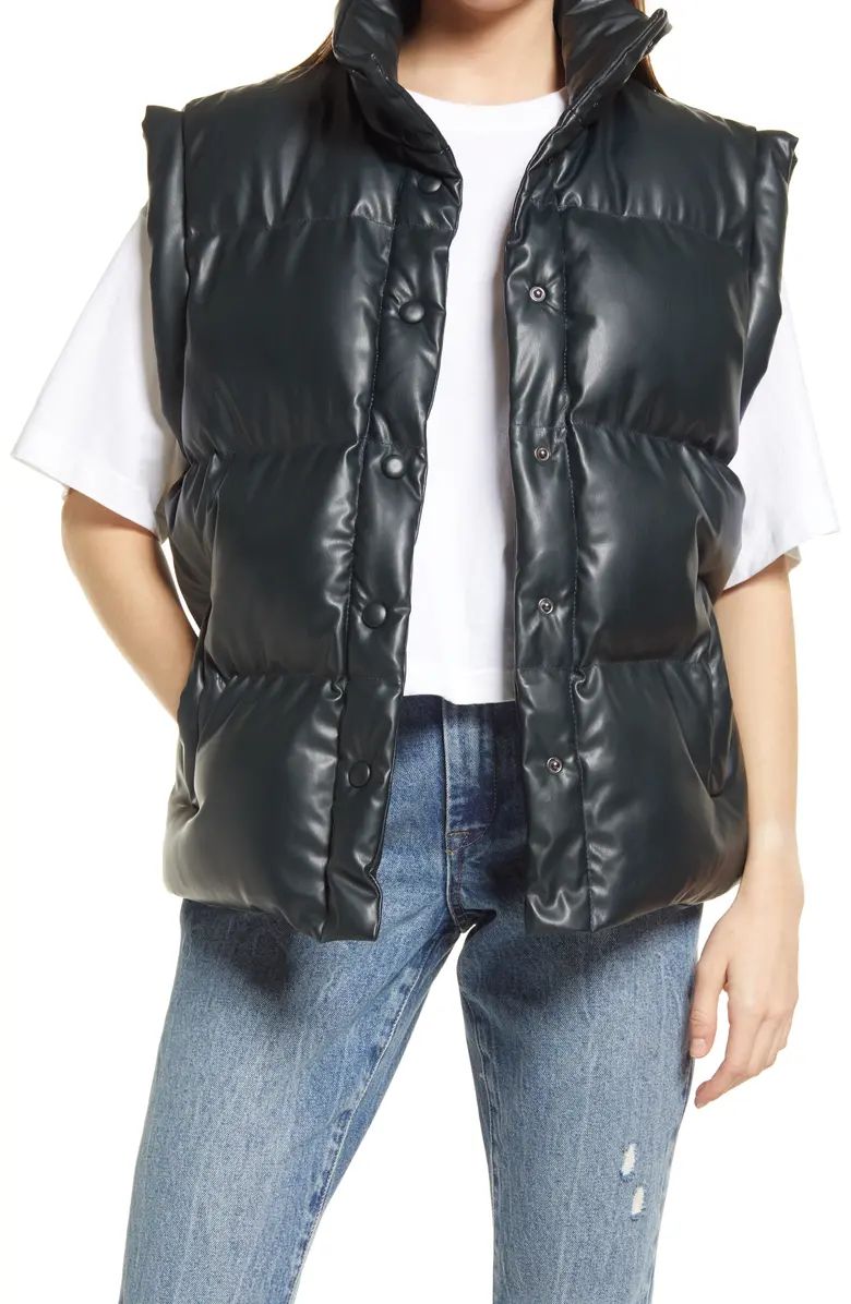 Quilted Faux Leather Puffer Vest | Nordstrom