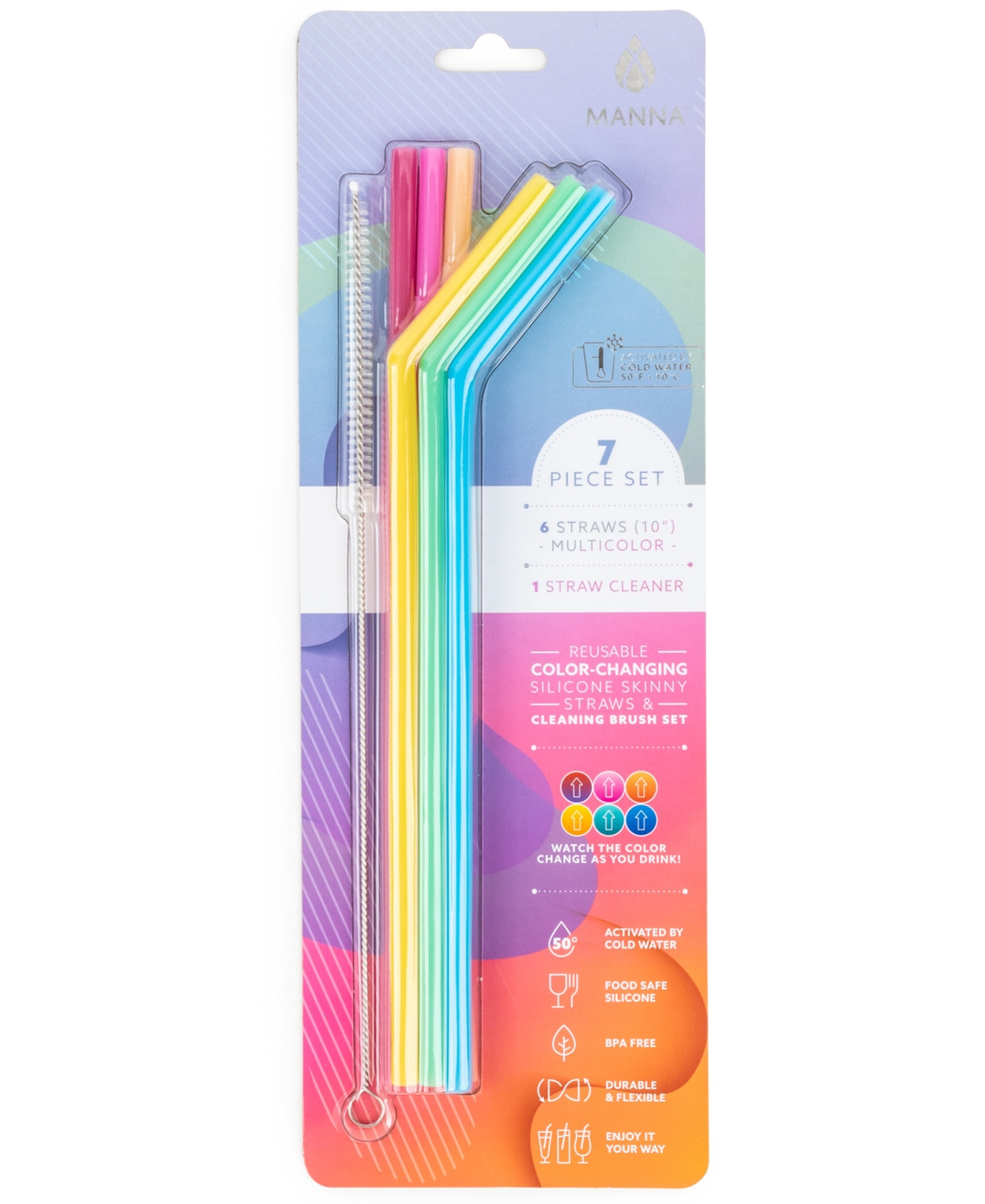 Manna Cold-Activated Color Changing Skinny Straws & Cleaner, 7-Pc. Set | Macys (US)