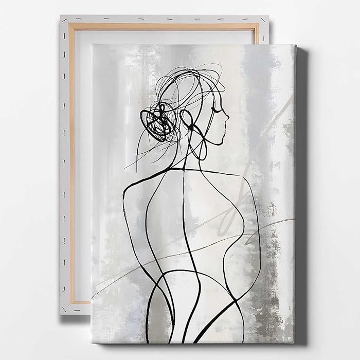 Black and White Abstract Line Wall Art Woman Silhouette Pictures Abstract Line Art Print Woman Bo... | Amazon (US)