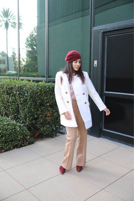 Jingle jangle jingle flow! Let’s get Christmas party crunk and happy though! I loved swooning in this petit coat paired with the camel beige suit pants in this pic indeed! I linked the entire look down below for you all and dupes as necessary! 🧥 

#LTKHoliday #LTKworkwear #LTKunder100