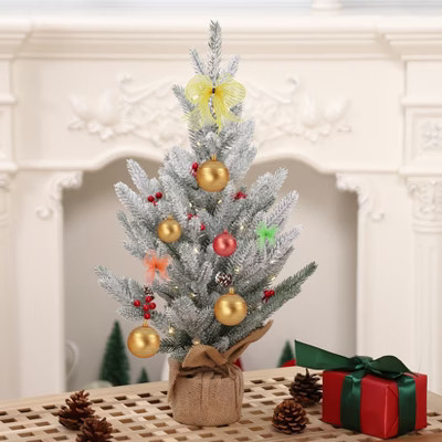 24 Inch Small Mini Christmas Tree  with 50 Warm White Lights for Table Top Desk Home Office | Target