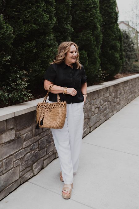 The JCREW soleil linen pants are on sale today only! I wear a large. They are roomy. And meant to be. Fully lined, the best white linen relaxed pant out there. 

Wearing a size 12 in the ruffle linen top too  

JCREW sale alert linen summer outfits linen pants linen blousee

#LTKover40 #LTKmidsize #LTKsalealert