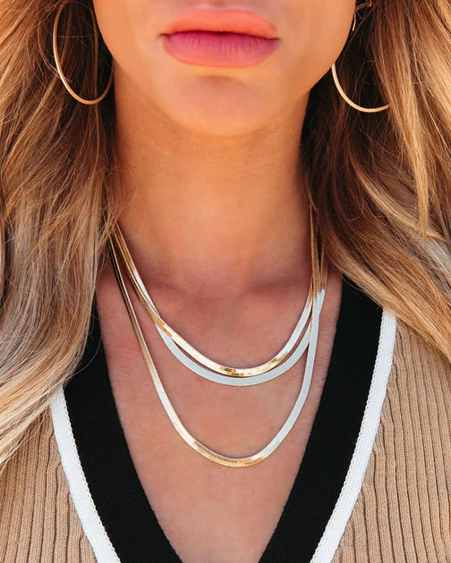 Zoe Layered Herringbone Necklace | VICI