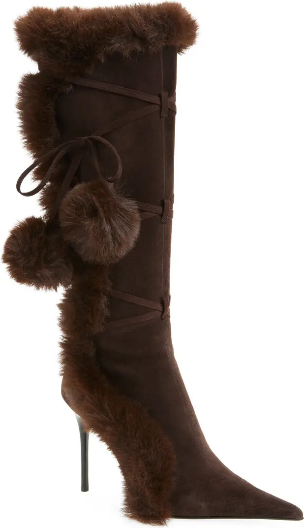Chilly Faux Fur Trim Pointed Toe Boot (Women) | Nordstrom