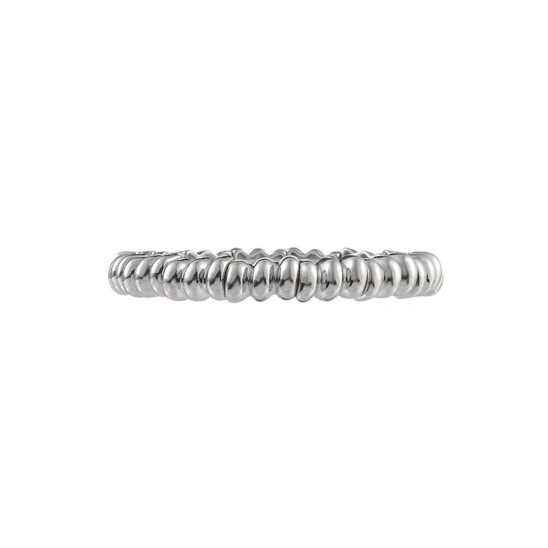 Time and Tru Adult Female Silver-Tone Textured Cast 2pc Stretch Bracelet Set | Walmart (US)